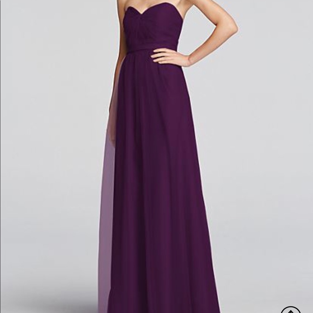 David’s bridal strapless tulle long dress w/belt